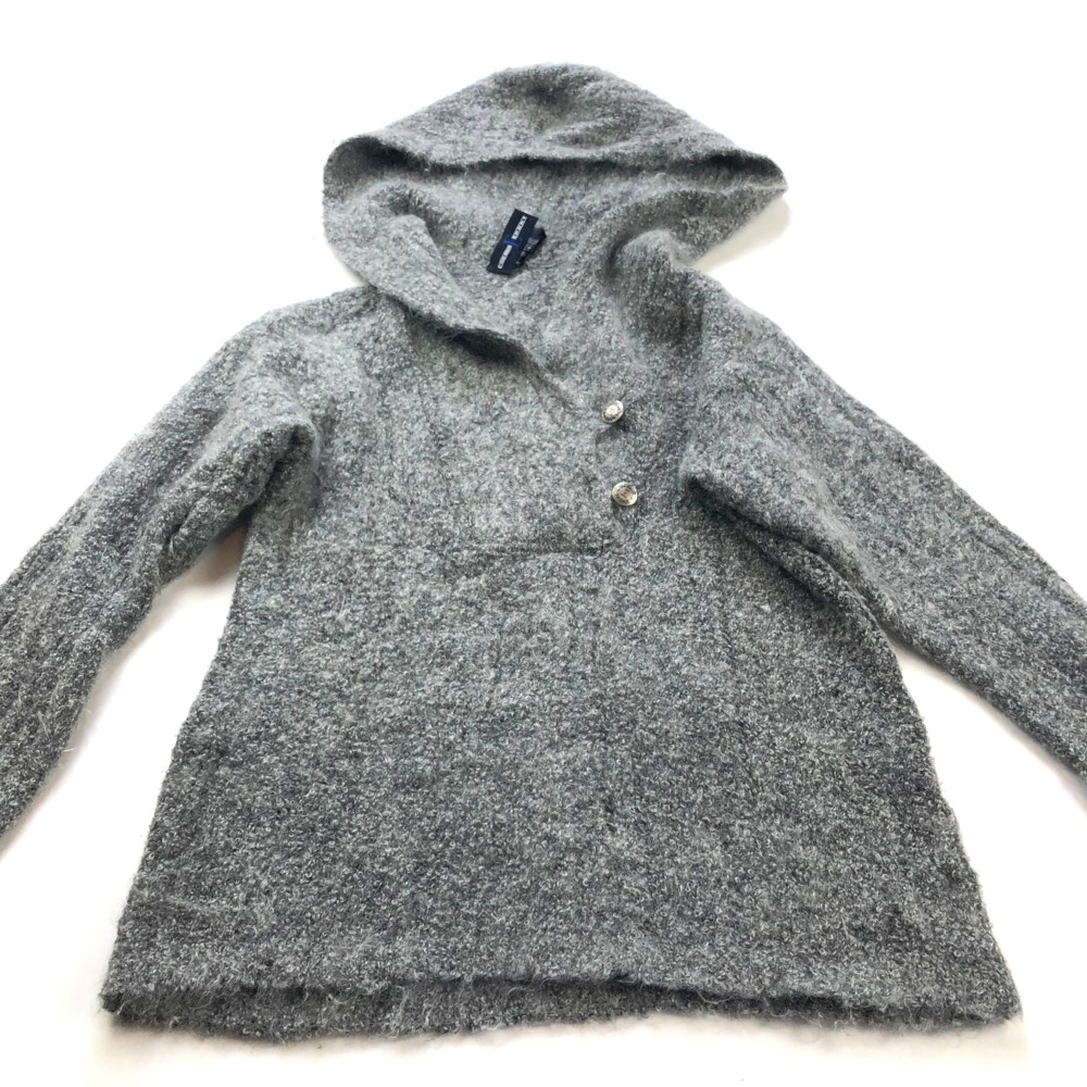 Escada Sport Small Mohair Wool Made In Italy V-Neck Hoodie Sweater Gray PLS READ